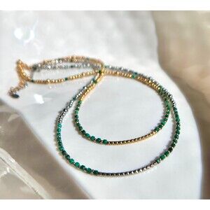 Malachite Necklace Minimalist Handmade Crystal Jewelry - Gold Silver Necklace